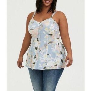 Torrid Fit And Flare Rayon Slub Button-Front Blouse